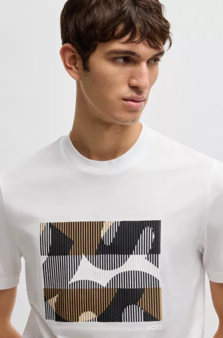 Mercerised-cotton T-shirt with brand artwork