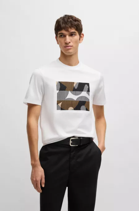 Mercerised-cotton T-shirt with brand artwork