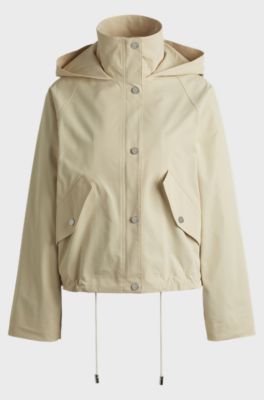Hooded parka jacket in water-repellent fabric, Light Beige