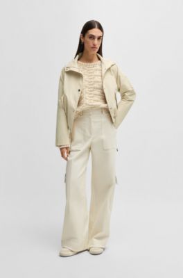 Hooded parka jacket in water-repellent fabric, Light Beige