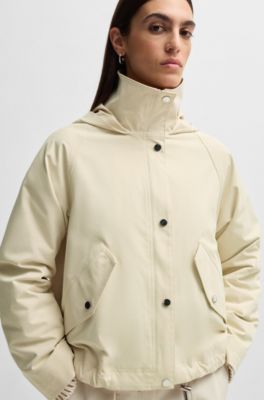 Hooded parka jacket in water-repellent fabric, Light Beige