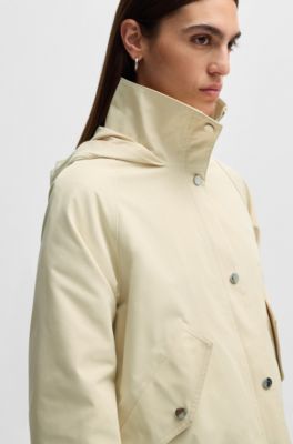 Hooded parka jacket in water-repellent fabric, Light Beige