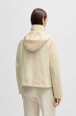 Hooded parka jacket in water-repellent fabric, Light Beige
