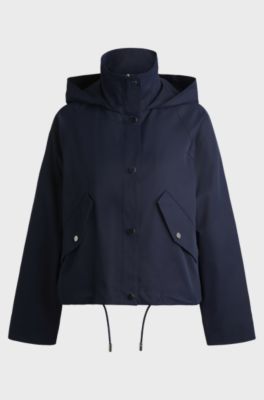 Hooded parka jacket in water-repellent fabric, Dark Blue