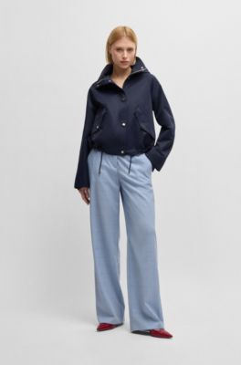 Hooded parka jacket in water-repellent fabric, Dark Blue