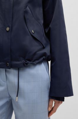 Hooded parka jacket in water-repellent fabric, Dark Blue