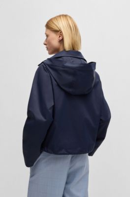 Hooded parka jacket in water-repellent fabric, Dark Blue