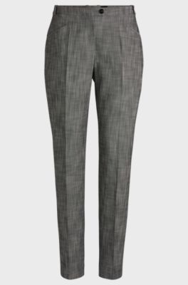 Relaxed-fit trousers in melange stretch sharkskin fabric, Grey Patterned