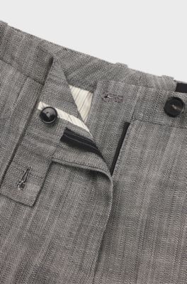 Relaxed-fit trousers in melange stretch sharkskin fabric, Grey Patterned