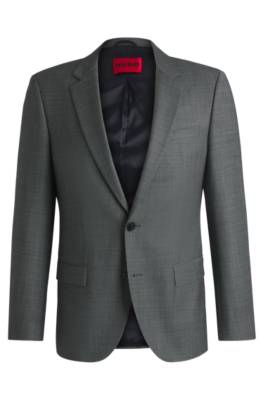 Hugo Slim-fit Jacket In Birdseye Stretch Cloth In Green