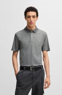 Cotton-blend polo shirt with mercerised finish, Grey