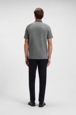 Cotton-blend polo shirt with mercerised finish, Grey