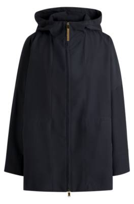 Hugo Boss Water-repellent Jacket In Italian-made Wool In Blue