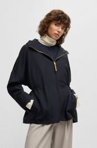 Veste déperlante en laine confectionnée en Italie, Bleu foncé