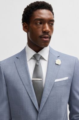 Silk-blend tie with jacquard pattern, Dark Grey