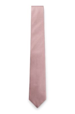 Silk-blend tie with jacquard pattern, Light Pink