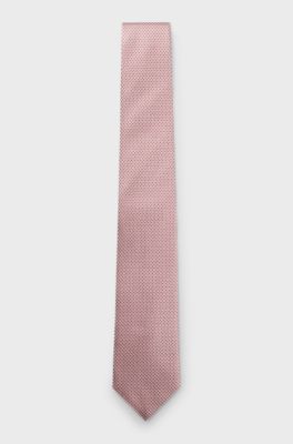 Silk-blend tie with jacquard pattern, Light Pink