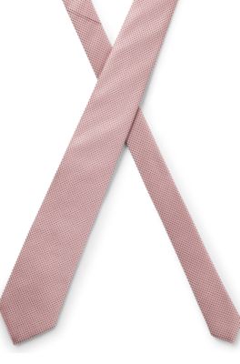 Silk-blend tie with jacquard pattern, Light Pink
