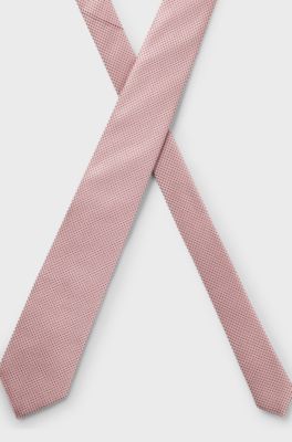 Silk-blend tie with jacquard pattern, light pink
