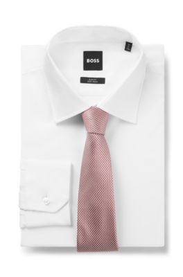 Silk-blend tie with jacquard pattern, Light Pink