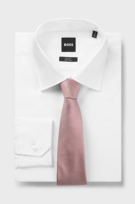 Silk-blend tie with jacquard pattern, Light Pink
