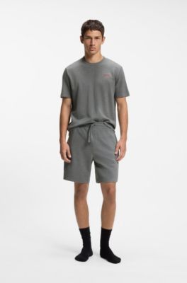 Cotton-blend pyjama top, Grey