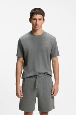 Cotton-blend pyjama top, Grey