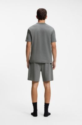 Cotton-blend pyjama top, Grey