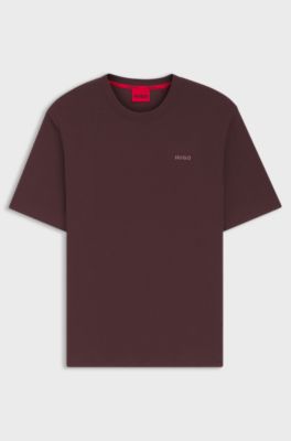 Pyjamashirt met wafelstructuur en logostiksel, Bruin