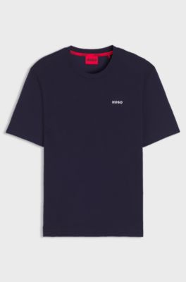 Cotton-blend pyjama top, Dark Blue