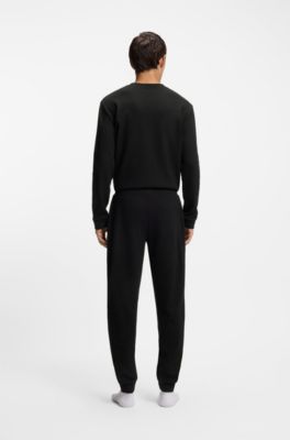 Cotton-blend pyjama bottoms with embroidered logo, Black