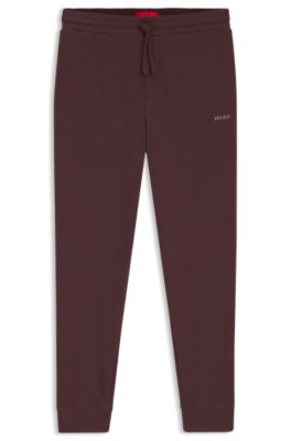 Cotton-blend pyjama bottoms with embroidered logo, Brown