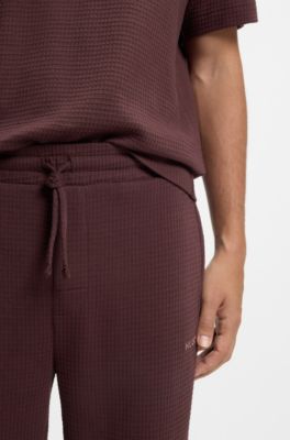 Cotton-blend pyjama bottoms with embroidered logo, Brown