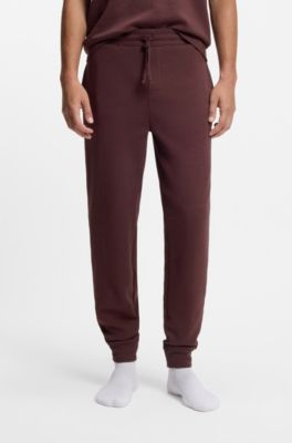 Cotton-blend pyjama bottoms with embroidered logo, Brown