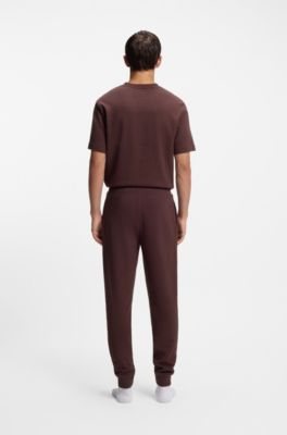 Cotton-blend pyjama bottoms with embroidered logo, Brown