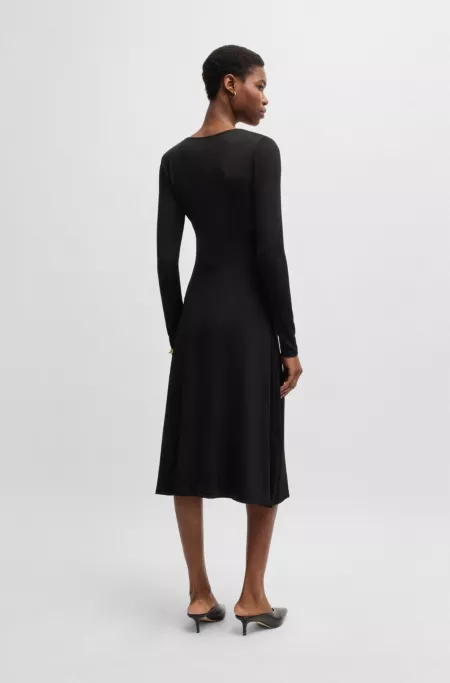 Twist-front dress in stretch crepe