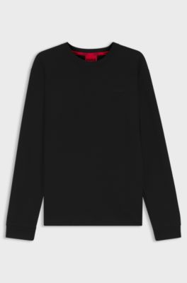 Waffle-jacquard pyjama top, Black