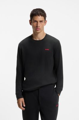Pyjamatop van wafeljacquard, Zwart