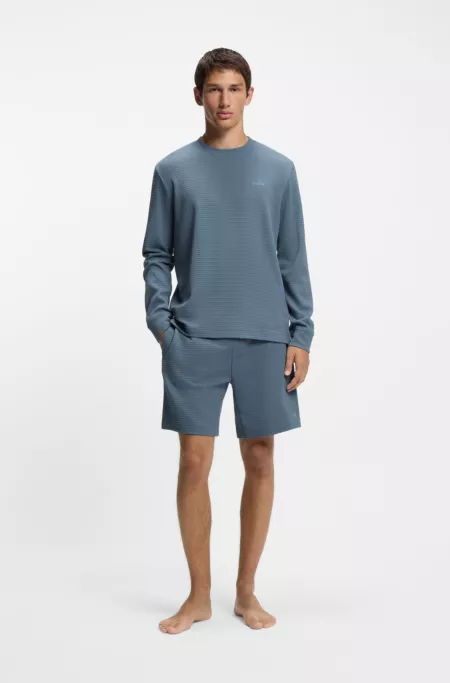 Cotton-blend pyjama T-shirt with waffle structure