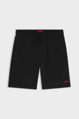 Waffle-jacquard pyjama shorts, Black