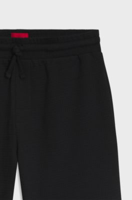 Waffle-jacquard pyjama shorts, Black