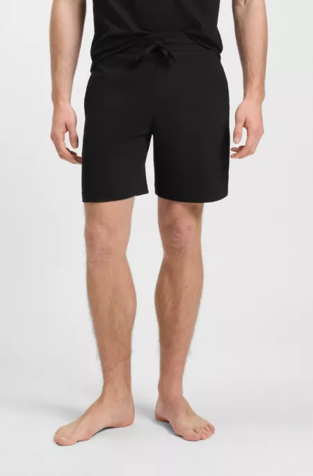 Waffle-structured pyjama shorts with embroidered logo