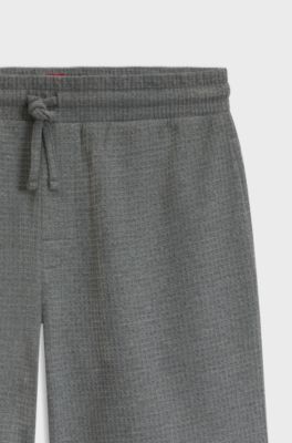 Waffle-structured pyjama shorts with embroidered logo, Grey