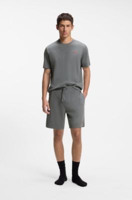 Waffle-jacquard pyjama shorts, Grey