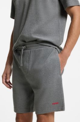 Waffle-jacquard pyjama shorts, Grey