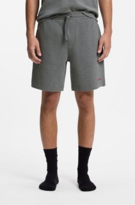 Waffle-jacquard pyjama shorts, Grey