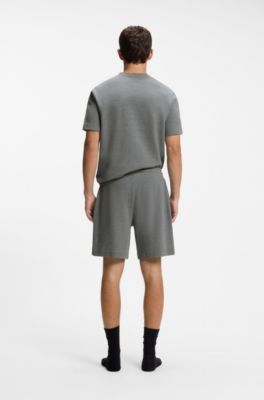 Waffle-jacquard pyjama shorts, Grey