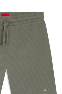 Waffle-structured pyjama shorts with embroidered logo, Green