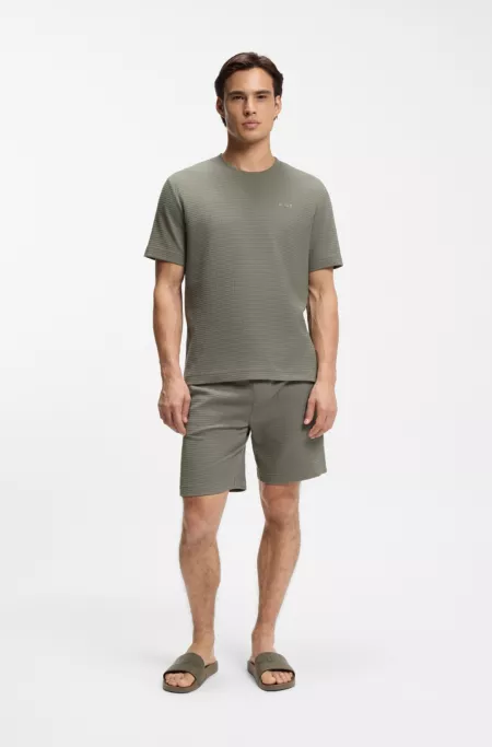 Waffle-structured pyjama shorts with embroidered logo