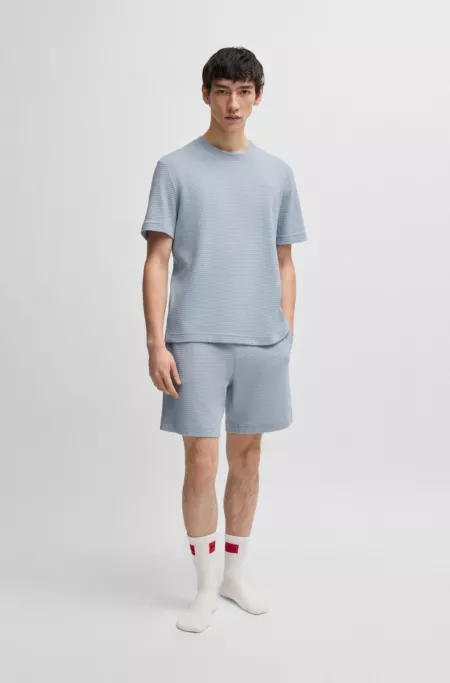Waffle-structured pyjama shorts with embroidered logo